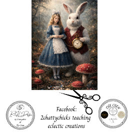 Papel De Seda Decoupage Niña Curiosa Reloj de Bolsillo Conejo Bl