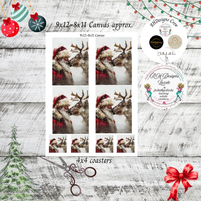 Papel De Seda Decoupage Nostálgico Santa Rudolph Beso  (Subido por el creador)