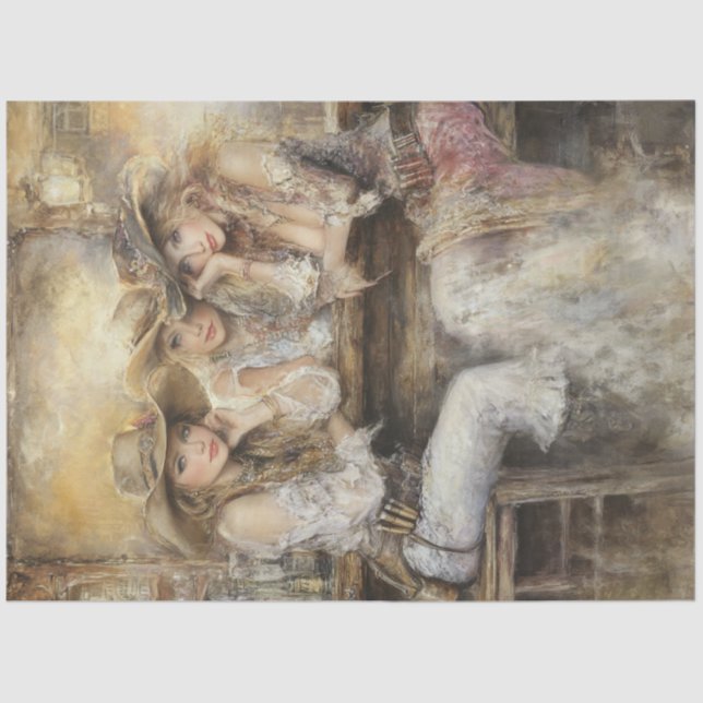Papel De Seda Decoupage Nostalgics Ladies Western Saloon (Anverso)