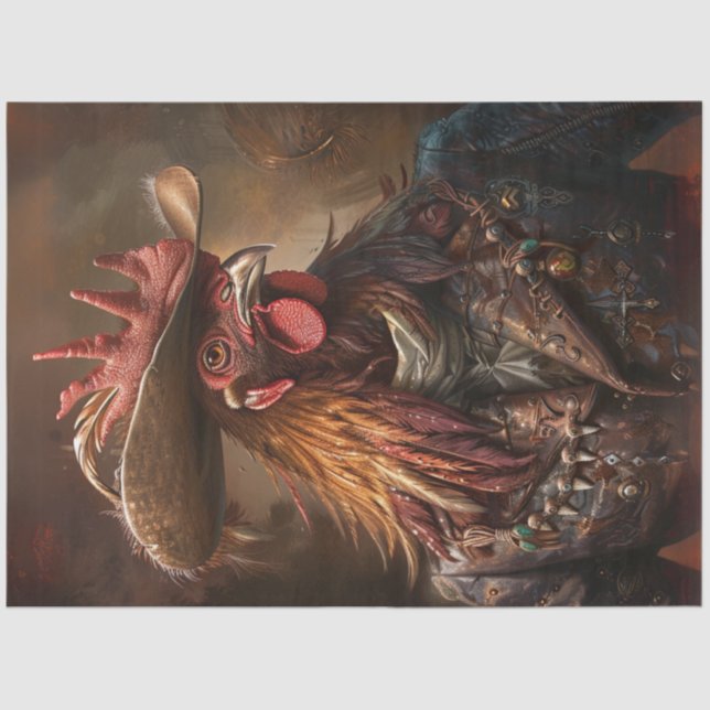 Papel De Seda Decoupage Orgulloso Rooster Gorra de gran brigada  (Anverso)