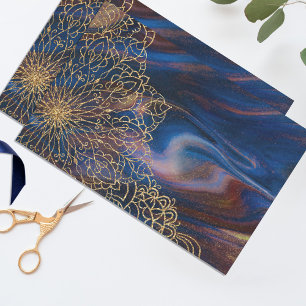 Papel De Seda Decoupage Ornamental Indio Dibujado a Mano con Pur