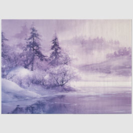 Papel De Seda Decoupage Paisaje Nieve cubierta Púrpura Blanco