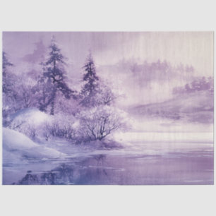 Papel De Seda Decoupage Paisaje Nieve cubierta Púrpura Blanco