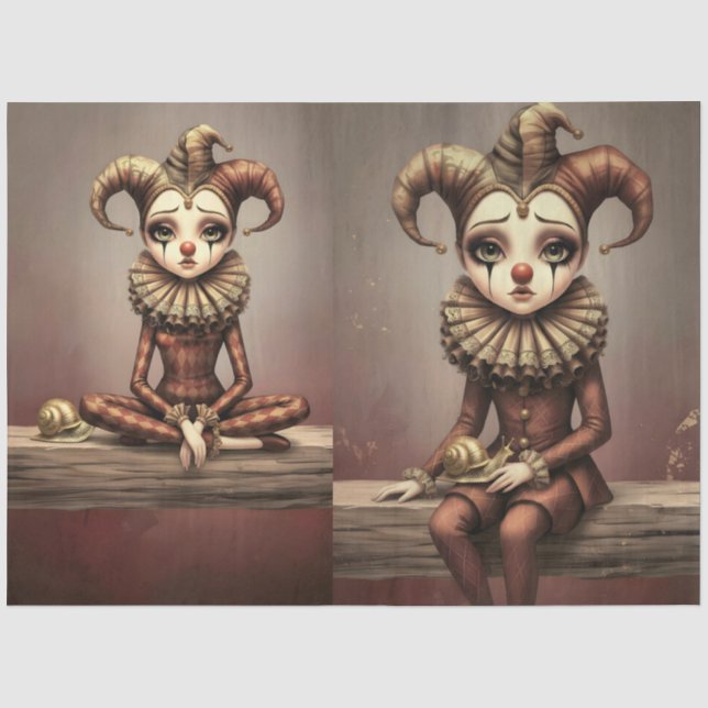 Papel De Seda Decoupage Paper Melancholic Clown  (Anverso)