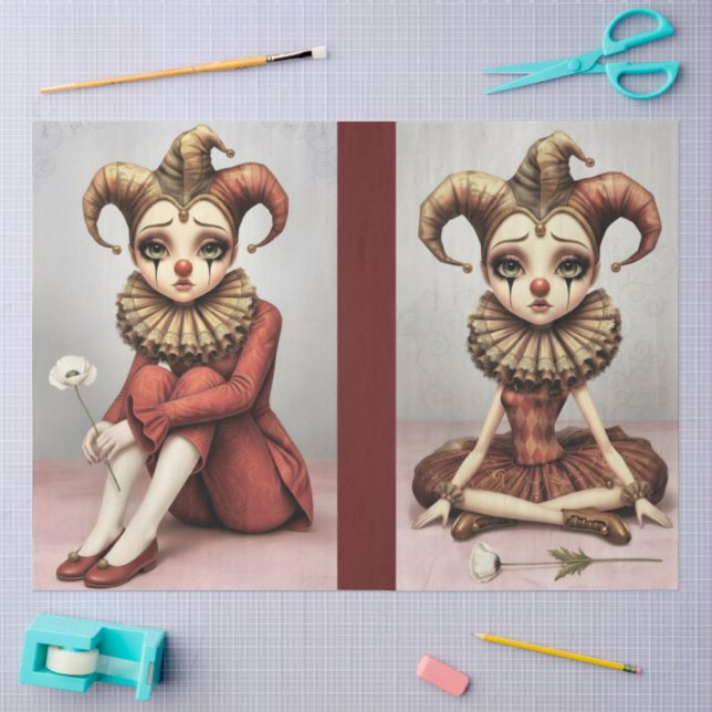 Papel De Seda Decoupage Paper Melancholic Clown  (Artesanía)