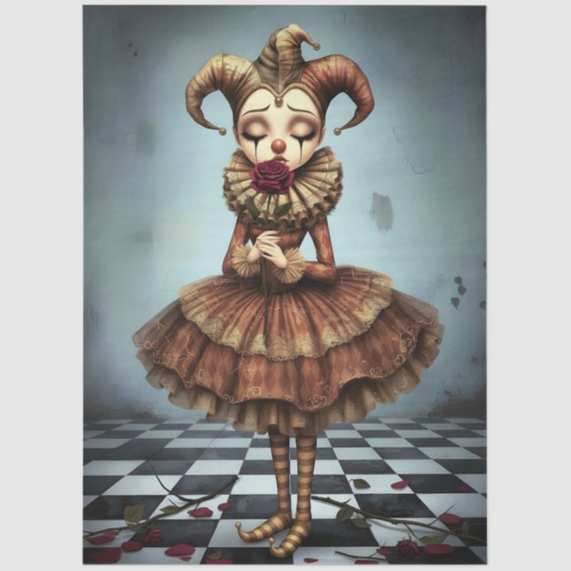 Papel De Seda Decoupage Paper Melancholic Clown  (Anverso)