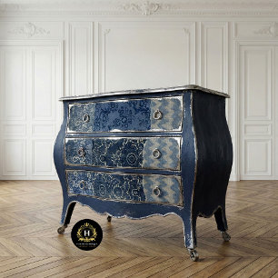 Papel De Seda Decoupage para Muebles Floral Azul