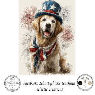 Papel De Seda Decoupage Patriótico Golden Retriever  250º