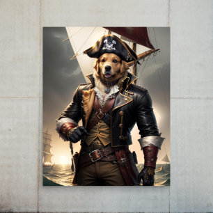 Papel De Seda Decoupage - Perro Pirata Golden Retriever -