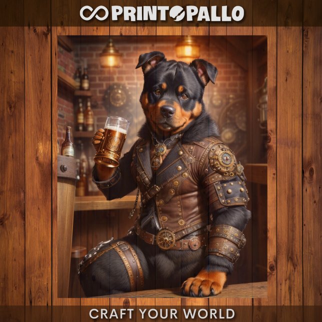 Papel De Seda Decoupage - Perro y cerveza de rottweiler Steampun (Subido por el creador)