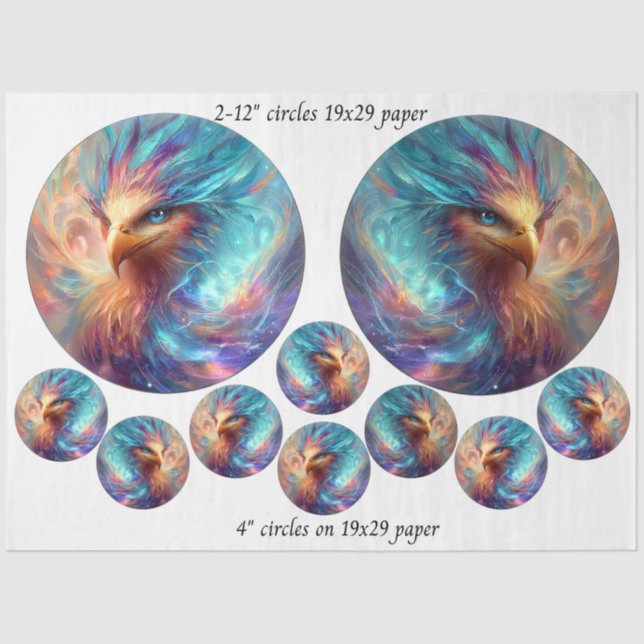 Papel De Seda Decoupage Phoenix Art 12" rounds & 4" coasters  (Anverso)