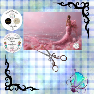 Papel De Seda Decoupage Pink Couture Sirena Fantasía Tema Océano