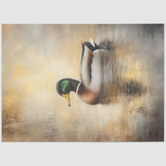 Papel De Seda Decoupage pintura de pato mallard flotando en el a