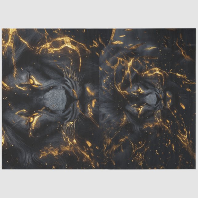 Papel De Seda Decoupage Pitch Black Lion Set (Leer Descripción) (Anverso)