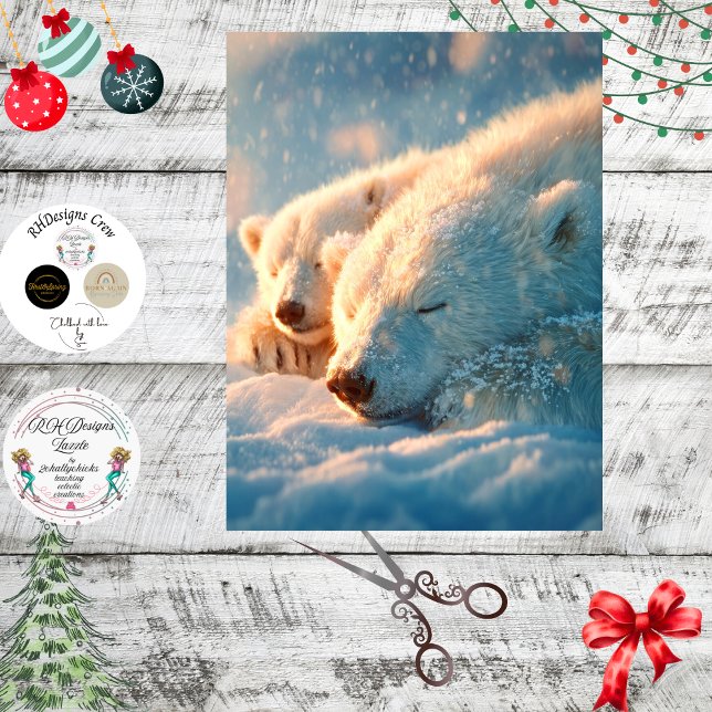 Papel De Seda Decoupage Polar Bear Winter Scene Sleeping  (Subido por el creador)