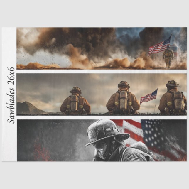 Papel De Seda Decoupage Proud Firefighters American Flag  (Anverso)