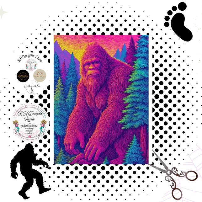 Papel De Seda Decoupage Psicodélico Bigfoot Magenta Peludo  (Subido por el creador)