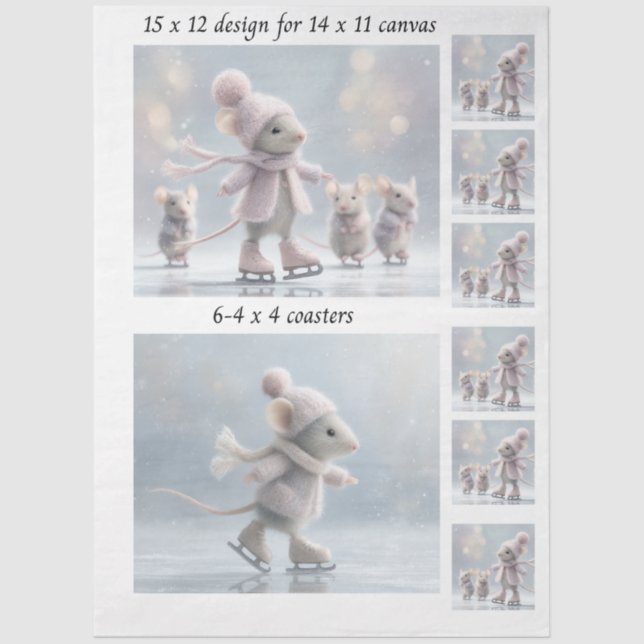 Papel De Seda Decoupage Rabbit Skating 11x14 Canvas Coasters  (Anverso)