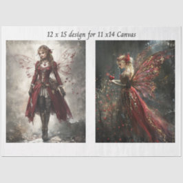 Papel De Seda Decoupage Red Faries to fit 11 x 14 Canvas 