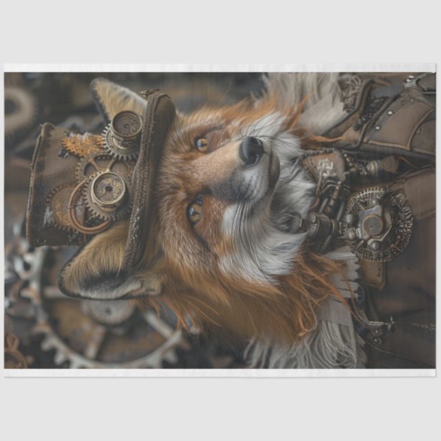 Papel De Seda Decoupage Red Fox Steampunk (Anverso)