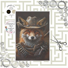 Papel De Seda Decoupage Red Fox Steampunk Bandito