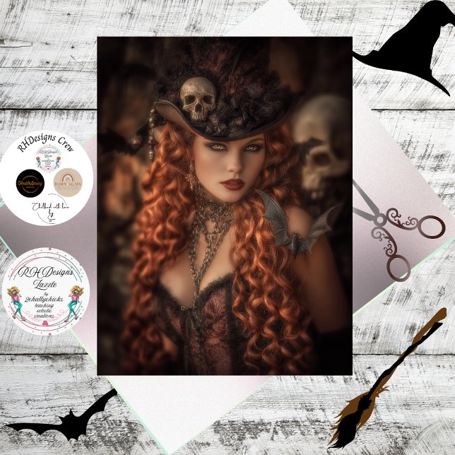 Papel De Seda Decoupage Redheaded Gothic Good Witch  (Subido por el creador)