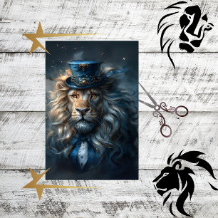 Papel De Seda Decoupage Regal Lion Blue Suit Sofisticado