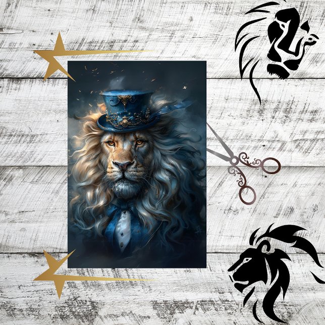 Papel De Seda Decoupage Regal Lion Blue Suit Sofisticado (Subido por el creador)