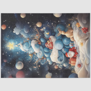 Papel De Seda Decoupage Resumen Árbol de Navidad Blanco Azul