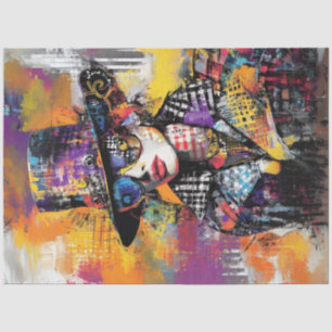 Papel De Seda Decoupage Resumen de Dama Vestida Vibrante Hues