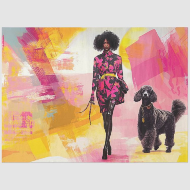 Papel De Seda Decoupage Resumen De La Mujer: Poodle Estándar. (Anverso)