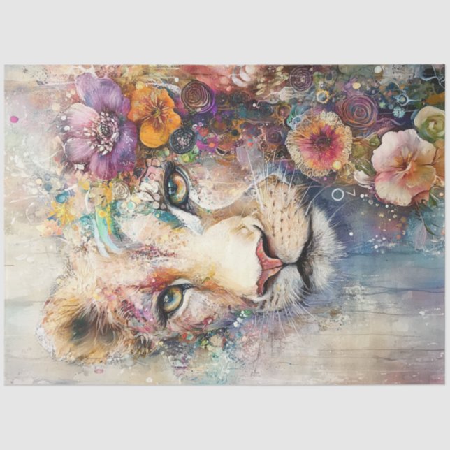 Papel De Seda Decoupage Resumen Los Leones Enfrentan Elemento Ar (Anverso)