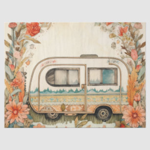 Papel De Seda Decoupage Retro Caravana/Camping Nostalgic