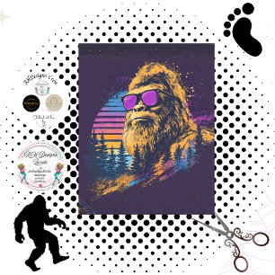Papel De Seda Decoupage Retro Sasquatch Bigfoot Gafas de Sol Mor