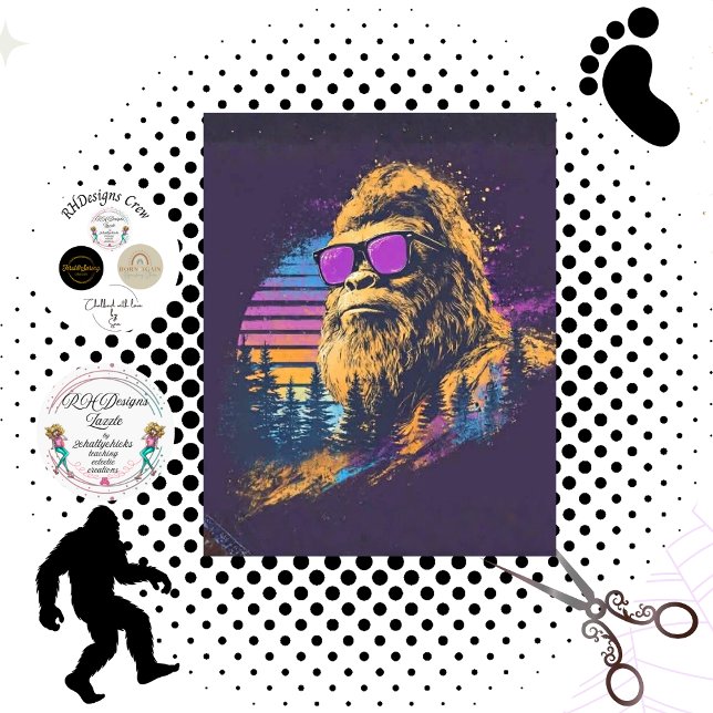 Papel De Seda Decoupage Retro Sasquatch Bigfoot Gafas de Sol Mor (Subido por el creador)