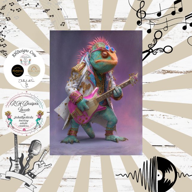 Papel De Seda Decoupage Rockstar Chameleon Fur Feather Funk Band (Subido por el creador)