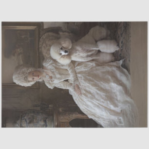 Papel De Seda Decoupage Rococo Style Lady & Standard Poodle