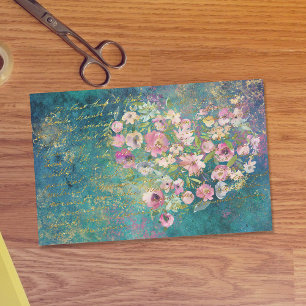 Papel De Seda Decoupage romántica de escritura a mano Floral Hea