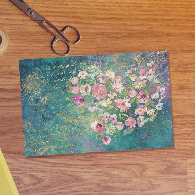 Papel De Seda Decoupage romántica de escritura a mano Floral Hea (Subido por el creador)