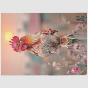 Papel De Seda Decoupage Rooster Woopost Sunrise Crowing