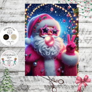 Papel De Seda Decoupage Rosa Chicle Navidad Santa 