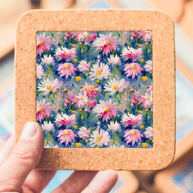 Papel De Seda Decoupage rosa de los margaritos pintados (Subido por el creador)