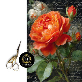 Papel De Seda Decoupage Rosa de naranja Garden