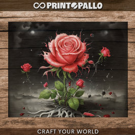 Papel De Seda Decoupage - Rosa roja pálida única -
