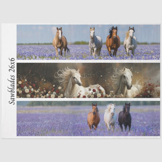 Papel De Seda Decoupage Running Horses Rustic Wild Horse Handsaw (Anverso)