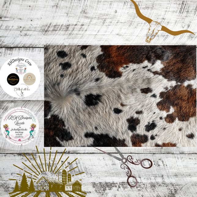 Papel De Seda Decoupage Rustic Cowhide White Brown Black Tones (Subido por el creador)