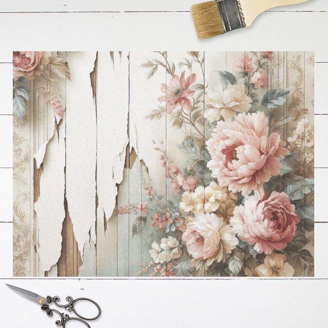 Papel De Seda Decoupage rústica de Shabby Floral Wallpaper (Subido por el creador)
