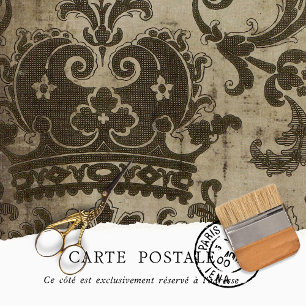 Papel De Seda Decoupage Rústico con Motivo de Corona Marrón Vint