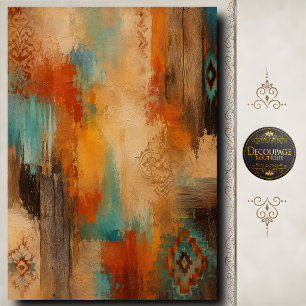 Papel De Seda Decoupage rústico del suroeste de madera turquesa