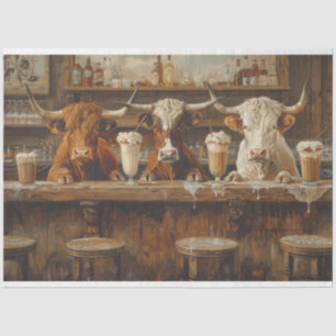 Papel De Seda Decoupage Saloon Scene Bar Cows Country